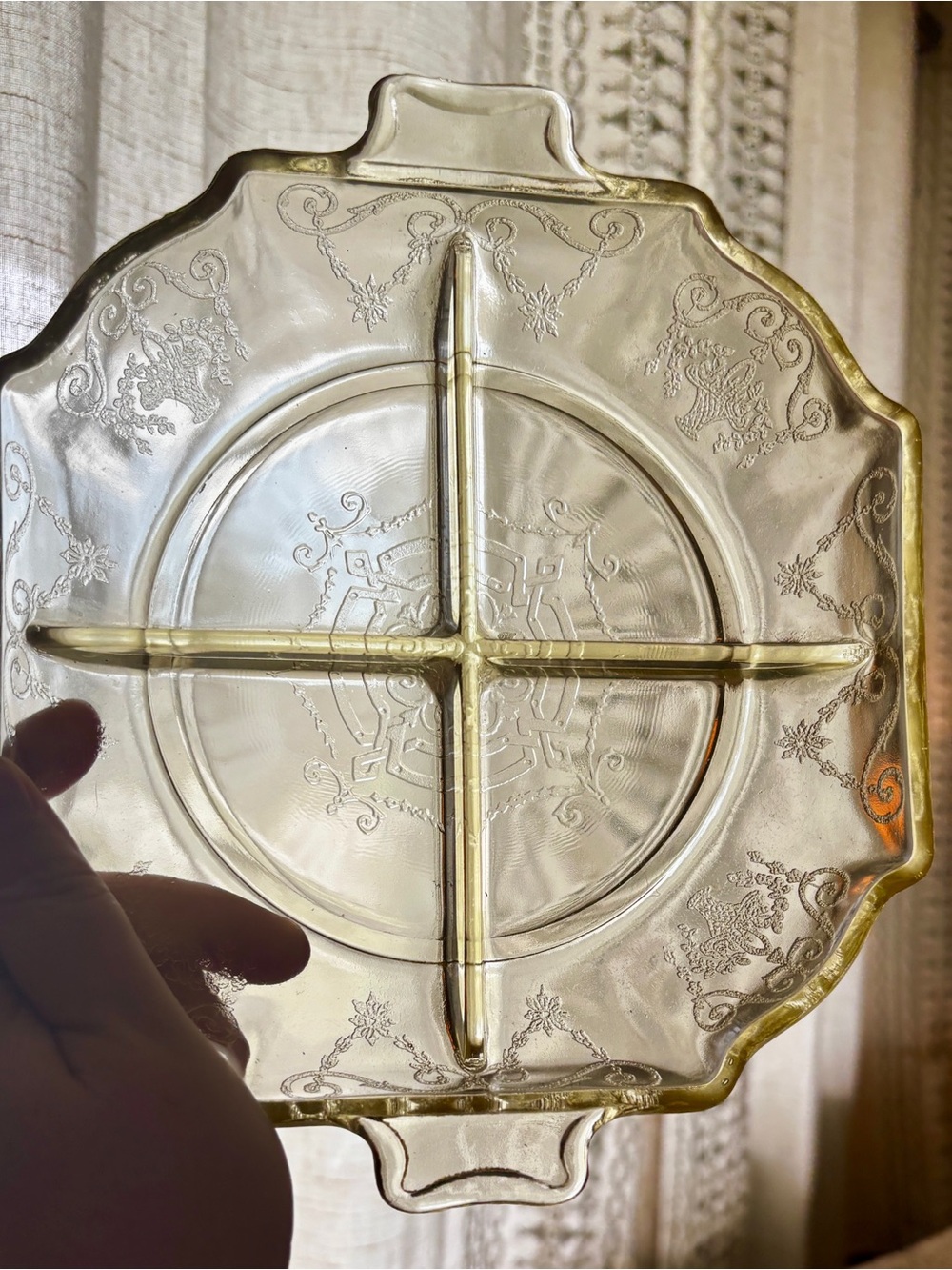 Vintage 1930’s Indiana Glass Yellow Depression Glass Lorain Divided Relish Dish